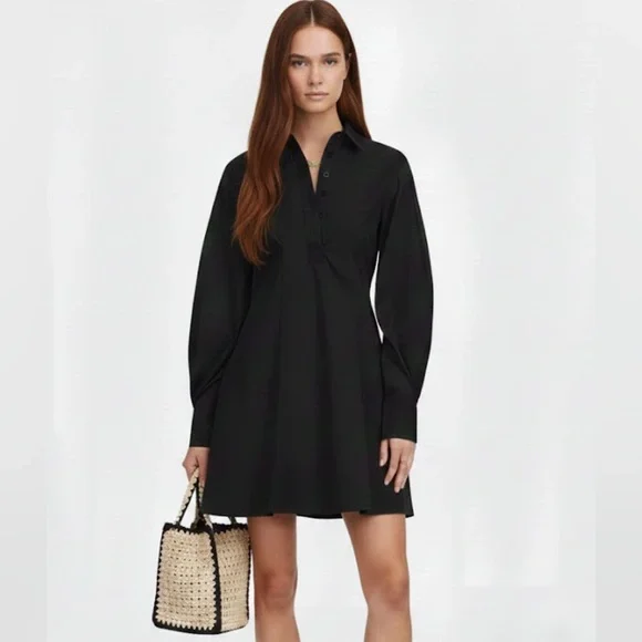 Madewell size 6 Seamed Long-Sleeve Mini Shirtdress in Poplin sz 6 - NV025 - Picture 2 of 9